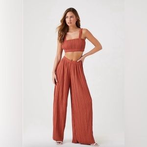 Chiffon Crop Top & Pants Set
